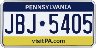 PA license plate JBJ5405