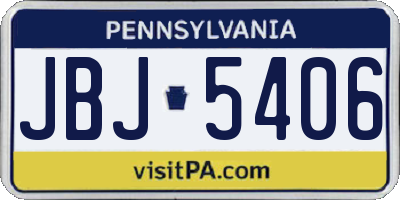 PA license plate JBJ5406