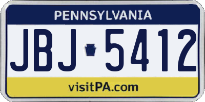 PA license plate JBJ5412