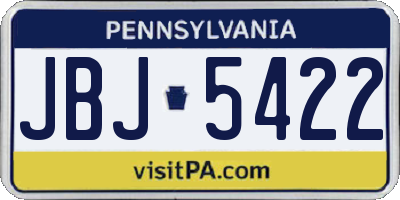 PA license plate JBJ5422