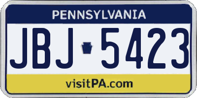 PA license plate JBJ5423