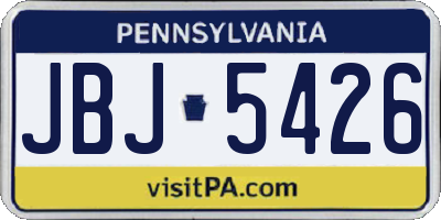 PA license plate JBJ5426