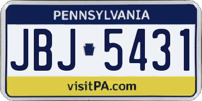 PA license plate JBJ5431