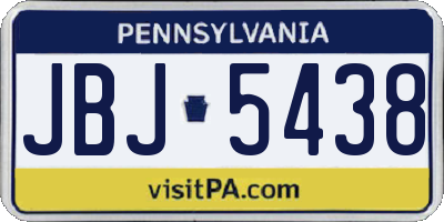 PA license plate JBJ5438