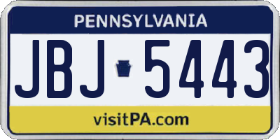 PA license plate JBJ5443