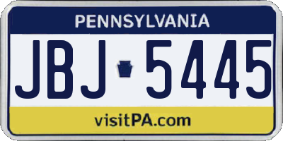 PA license plate JBJ5445