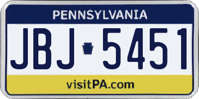PA license plate JBJ5451