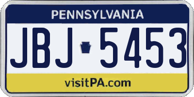 PA license plate JBJ5453