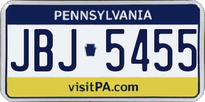 PA license plate JBJ5455