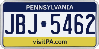 PA license plate JBJ5462