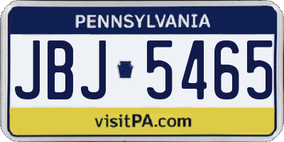 PA license plate JBJ5465