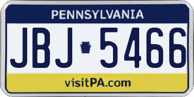PA license plate JBJ5466