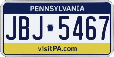 PA license plate JBJ5467