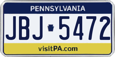 PA license plate JBJ5472