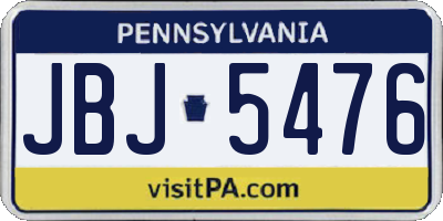 PA license plate JBJ5476