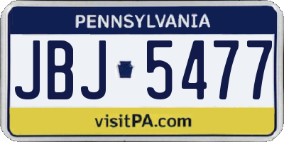 PA license plate JBJ5477