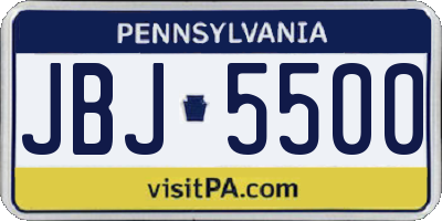 PA license plate JBJ5500