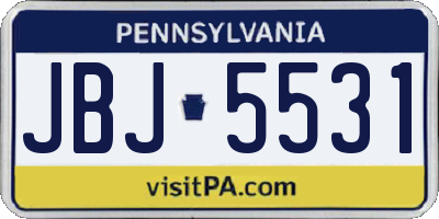 PA license plate JBJ5531