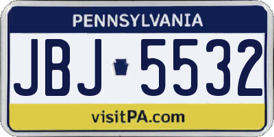 PA license plate JBJ5532