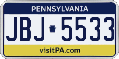 PA license plate JBJ5533