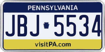 PA license plate JBJ5534