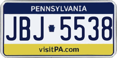 PA license plate JBJ5538