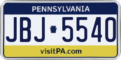 PA license plate JBJ5540