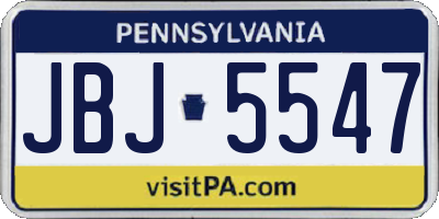 PA license plate JBJ5547