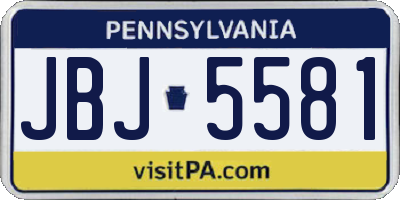 PA license plate JBJ5581