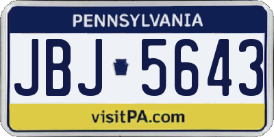 PA license plate JBJ5643