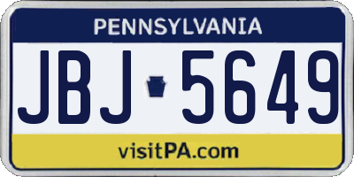 PA license plate JBJ5649