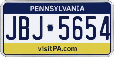 PA license plate JBJ5654