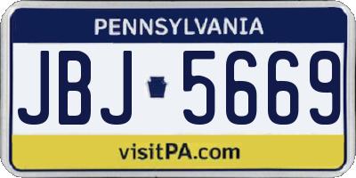 PA license plate JBJ5669