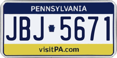 PA license plate JBJ5671