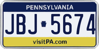 PA license plate JBJ5674