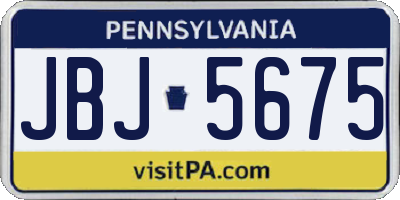 PA license plate JBJ5675