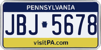 PA license plate JBJ5678