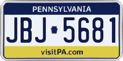 PA license plate JBJ5681