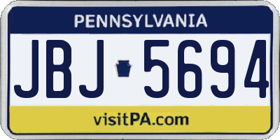 PA license plate JBJ5694