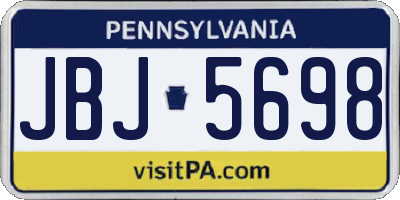 PA license plate JBJ5698
