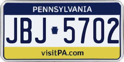 PA license plate JBJ5702