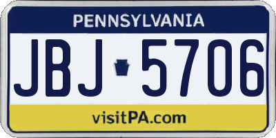 PA license plate JBJ5706