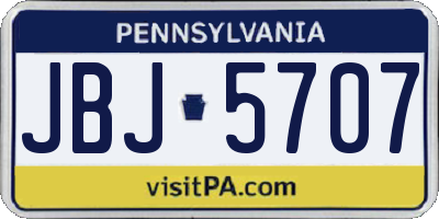 PA license plate JBJ5707