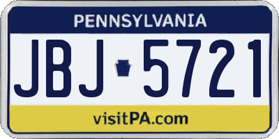 PA license plate JBJ5721