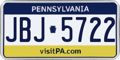 PA license plate JBJ5722
