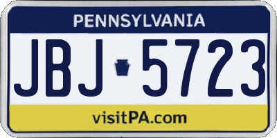 PA license plate JBJ5723