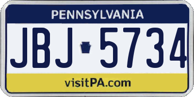 PA license plate JBJ5734