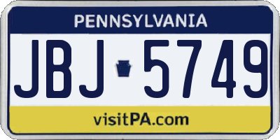 PA license plate JBJ5749