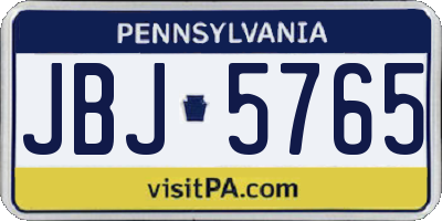 PA license plate JBJ5765