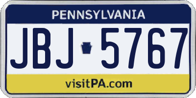 PA license plate JBJ5767